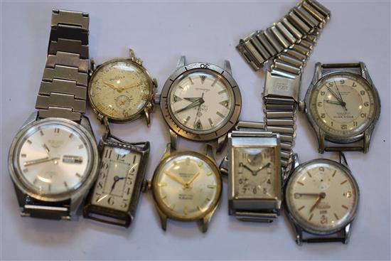 Twelve assorted gentlemans wristwatches including Seiko, Roamer, Bulova and Zodiac.